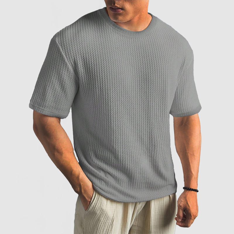 Loookus - Men's Casual Knit Textured Breathable Crew Neck T-Shirt