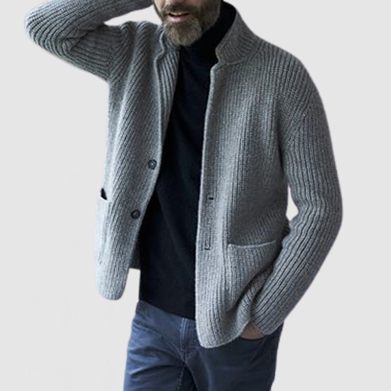 Loookus - Men's Casual Lapel Long Sleeve Knit Jacket