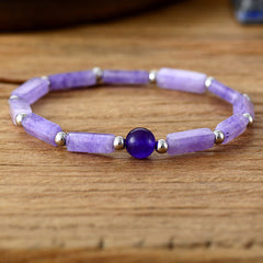 Loookus - Amethyst 7 color square stretch bracelet