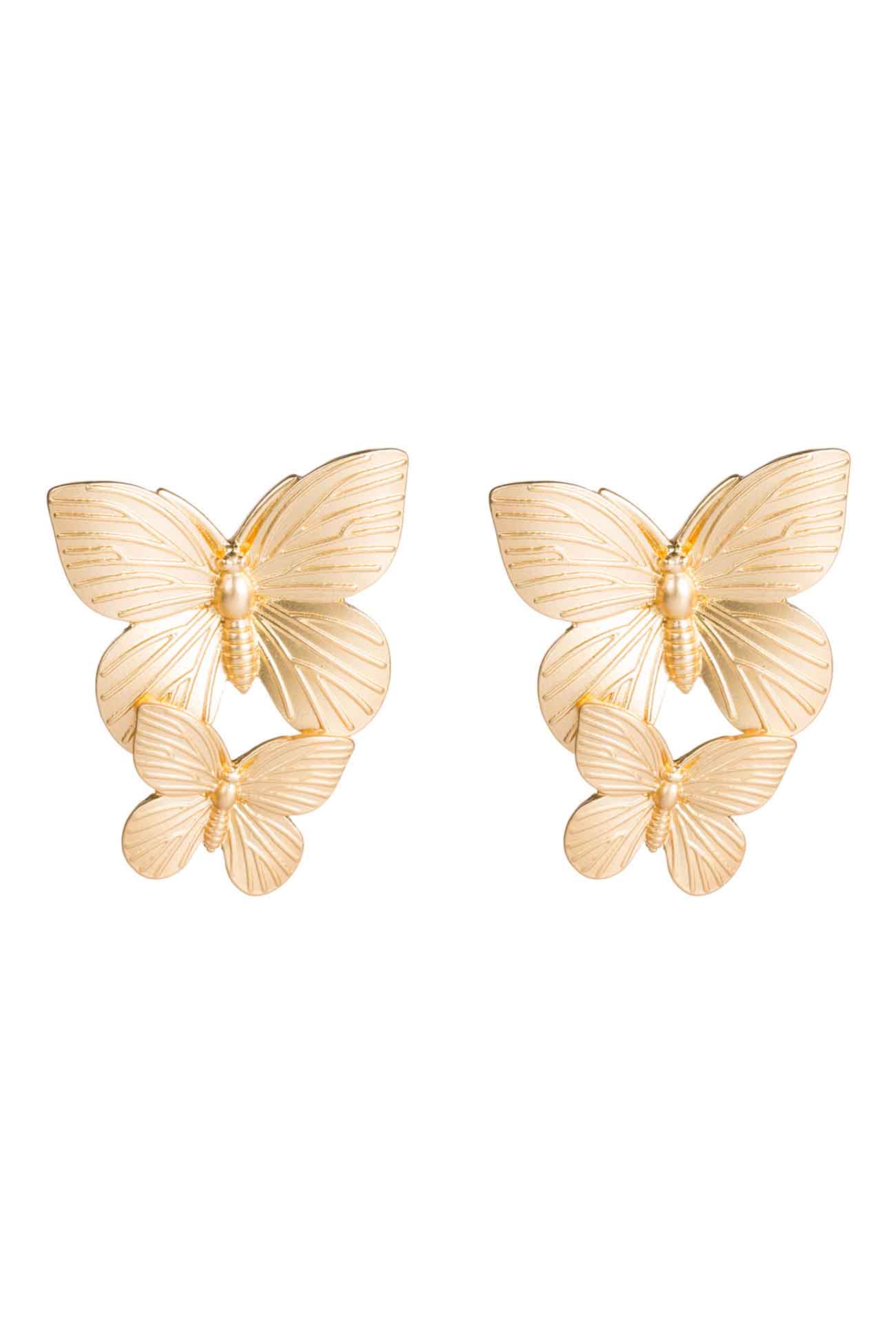 Loookus - Gold Double Butterfly Stud Earrings