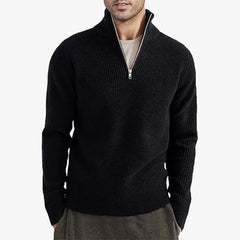 Loookus - Half-Zip Ribbed Knit Sweater