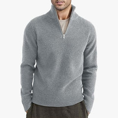 Loookus - Half-Zip Ribbed Knit Sweater