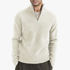 Loookus - Half-Zip Ribbed Knit Sweater